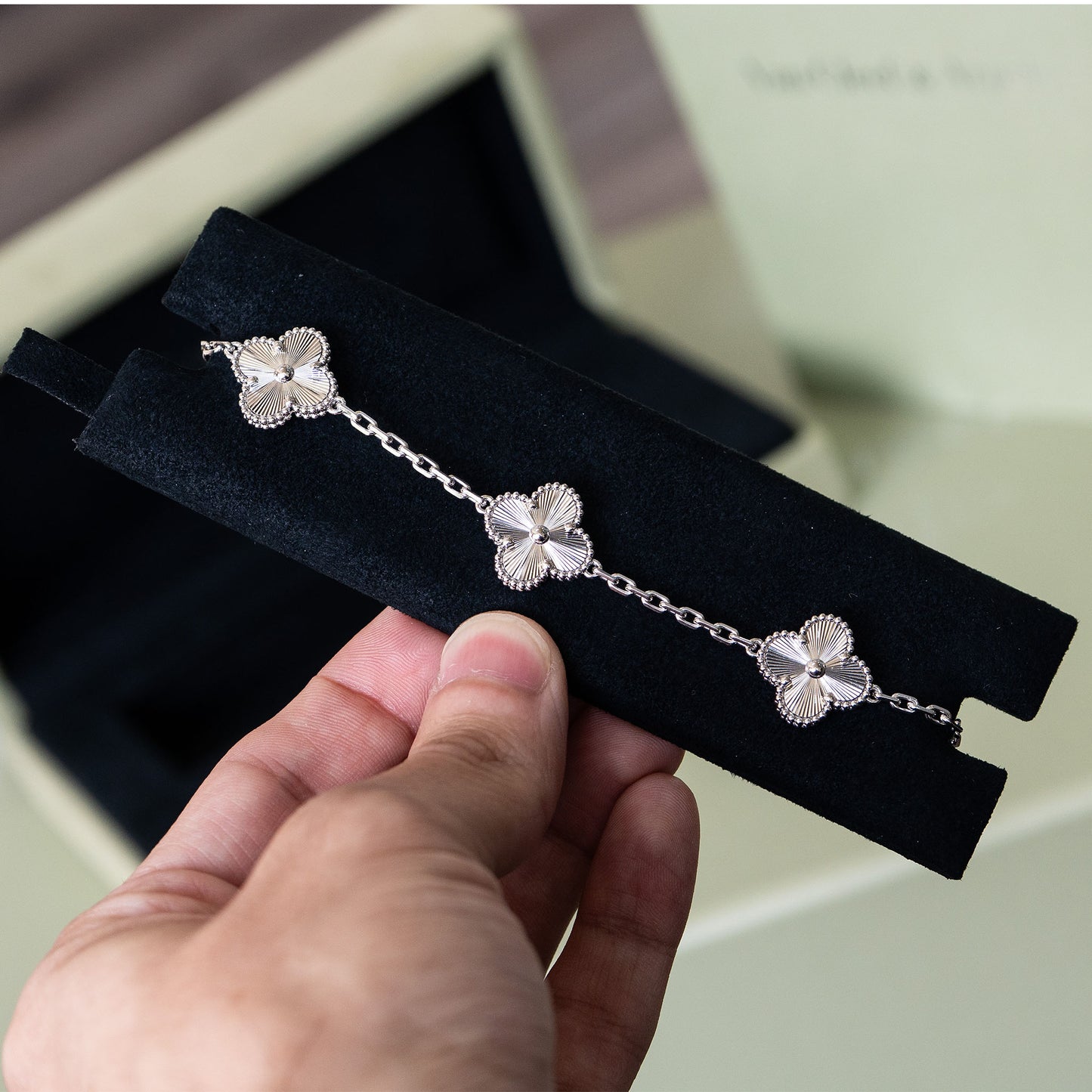 Van Cleef & Arpels Vintage Alhambra 5 Motifs White Gold Bracelet