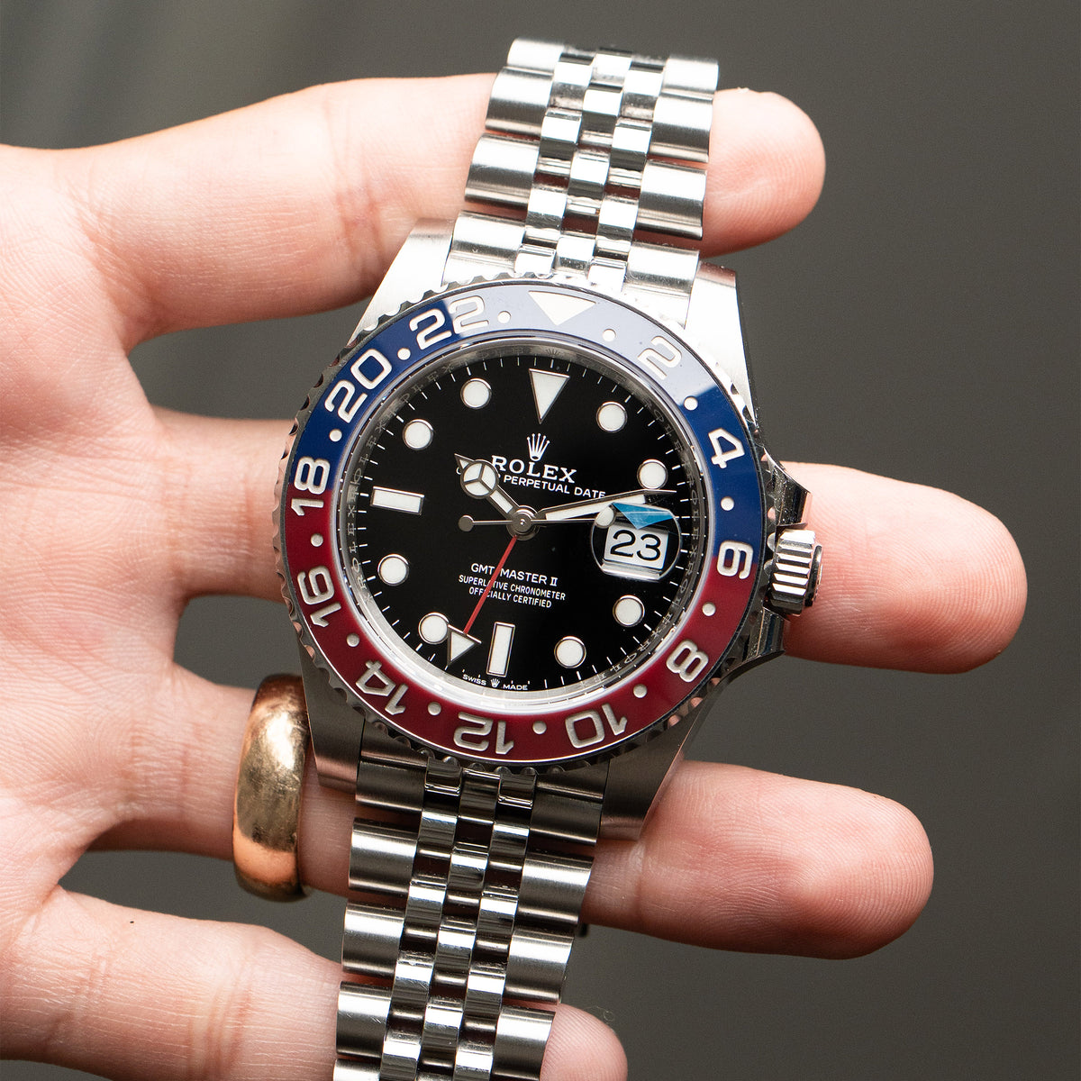 Pre-Owned Rolex 126710BLRO GMT-Master II Black Dial Stainless Steel Watch