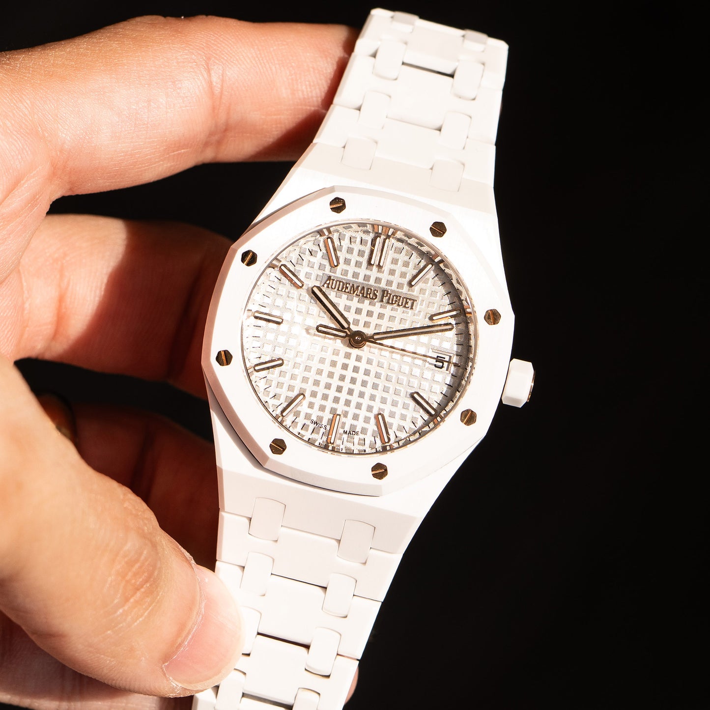 Audemars Piguet Royal Oak 34mm White Ceramic Rose Gold Watch