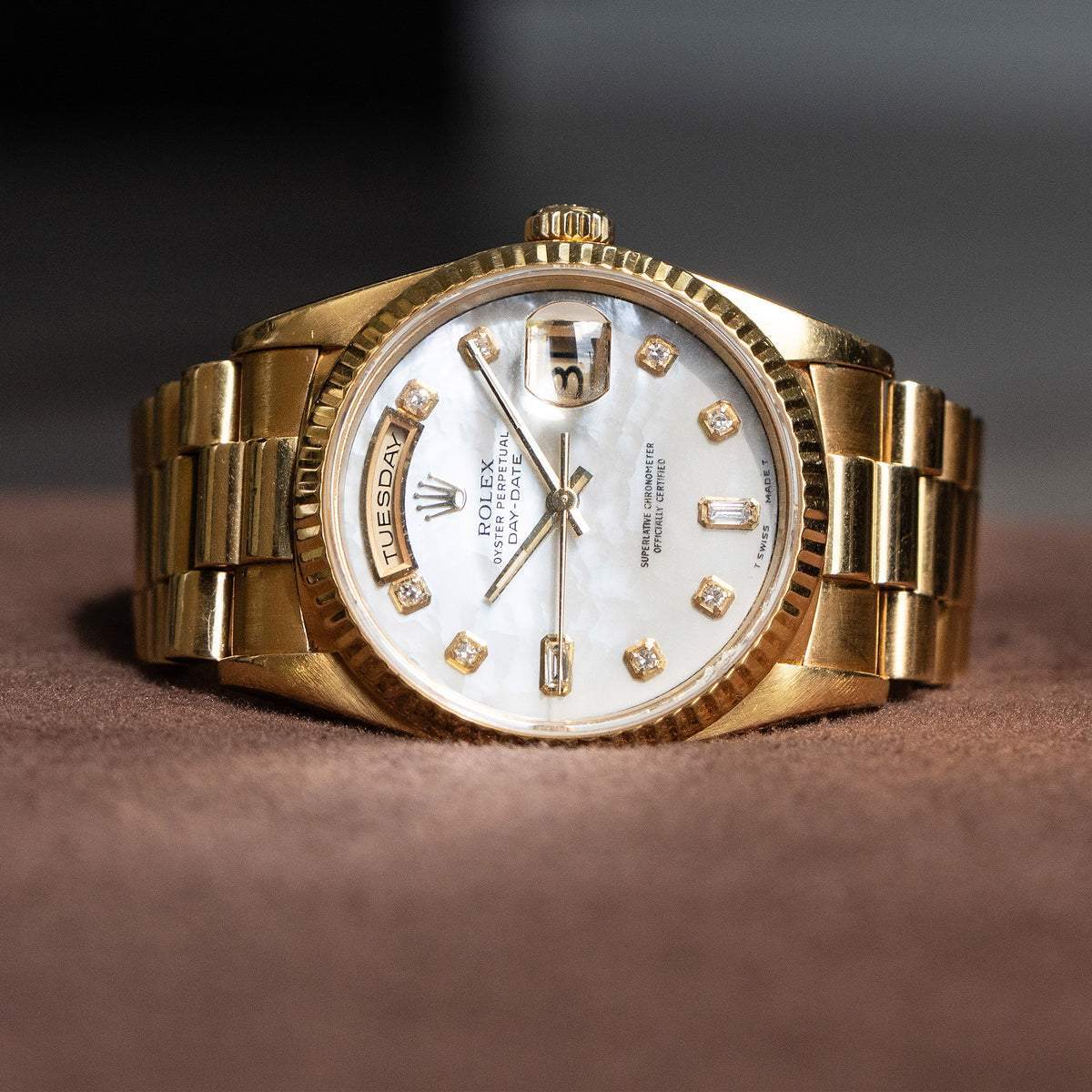 Rolex Rolex 18238 Day-Date Gold Mother of Pearl Diamond Dial Watch