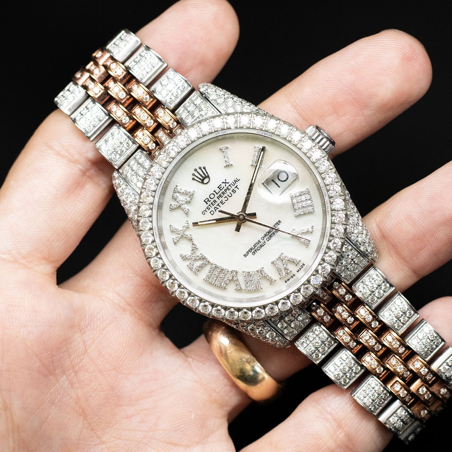 Rolex Datejust 36mm Stainless Steel Full Bustdown Diamond Watch