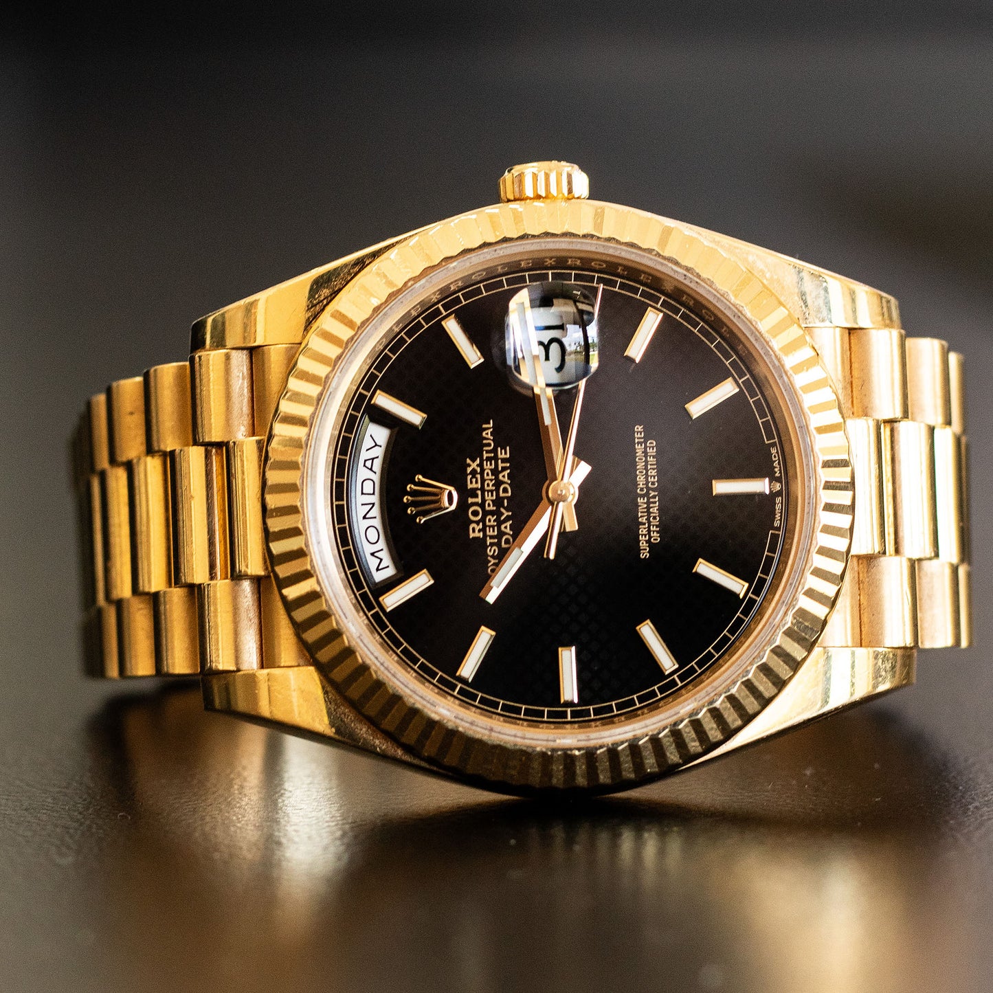 Rolex 228238 Day-Date Black Motif Dial Watch