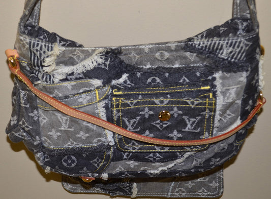 Check It Out! Authentic Louis Vuitton Boca Raton Black Patchwork Messenger Bag