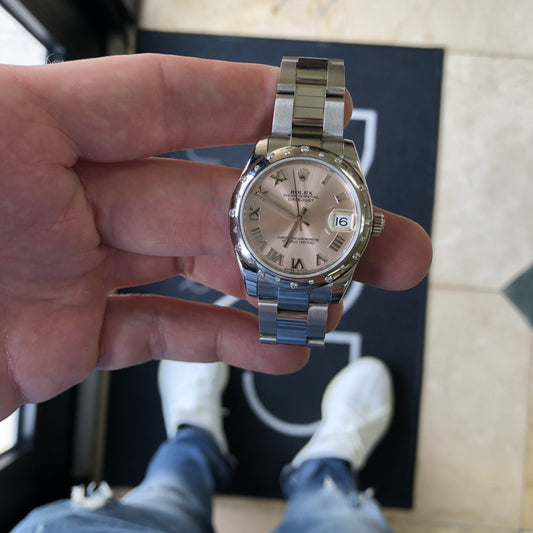 rolex midsize pink dial 178344