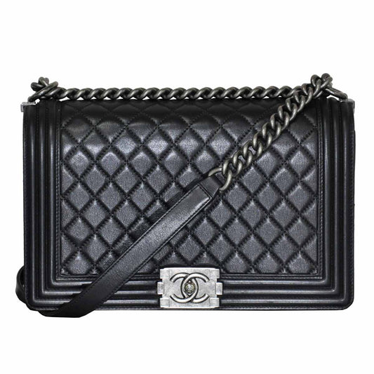 Chanel Boy Black Quilted Leather