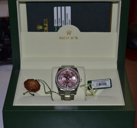 Check This Out!  Rolex Boca Raton 116244 Floral Diamond Datejust