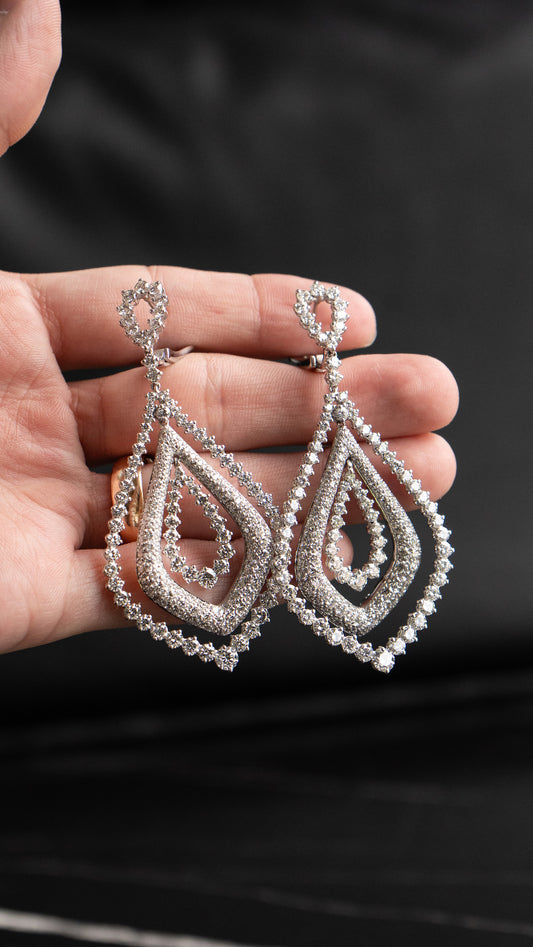LEO PIZZO 18k White Gold Natural Diamond Drop Earrings Approx 11 CTW