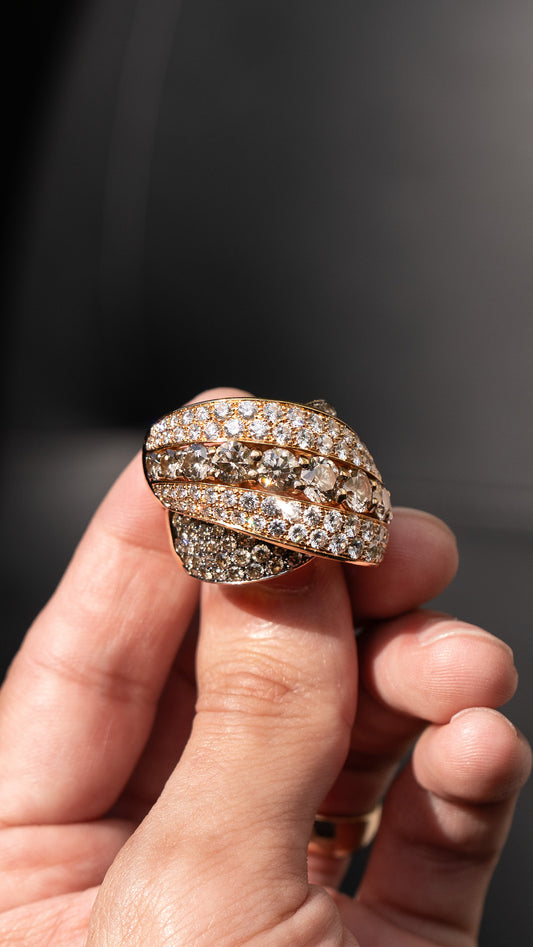 18k Rose Gold Diamond Wave Band - Approx 11 CTW