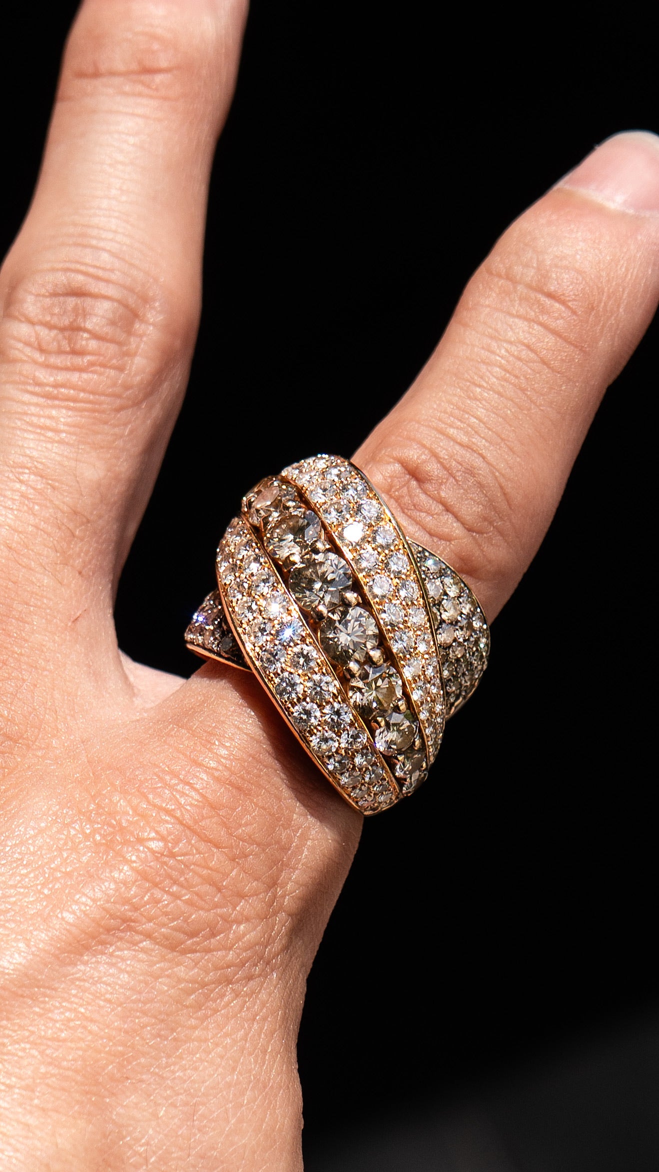18k Rose Gold Diamond Wave Band - Approx 11 CTW