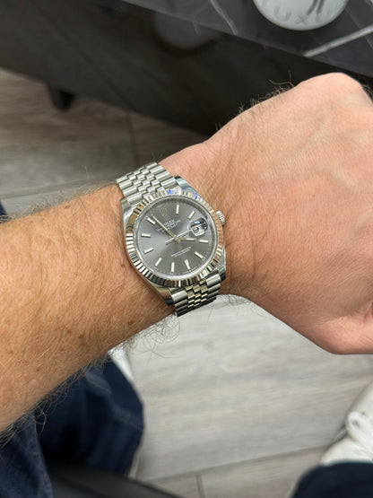 Rolex Datejust 41 Rhodium Stick Dial with Card 126334