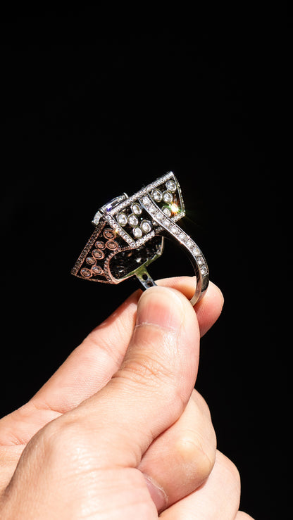 18k Black Gold Natural 2.6ct Oval GIA D VVS2 Cocktail Ring w/ Approx 6 CTS of Natural Diamonds