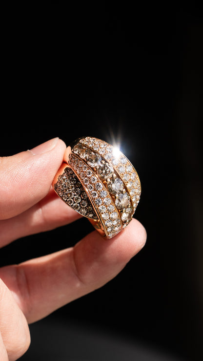 18k Rose Gold Diamond Wave Band - Approx 11 CTW