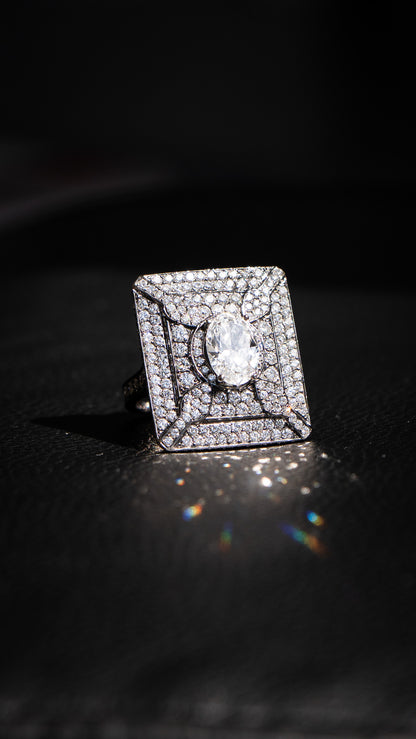 18k Black Gold Natural 2.6ct Oval GIA D VVS2 Cocktail Ring w/ Approx 6 CTS of Natural Diamonds