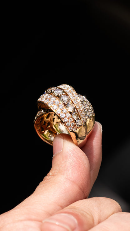 18k Rose Gold Diamond Wave Band - Approx 11 CTW