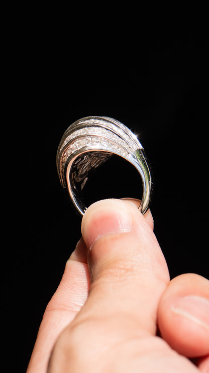 18k White Gold Invisible Set Baguette Natural Diamond Ring Approx 9cts