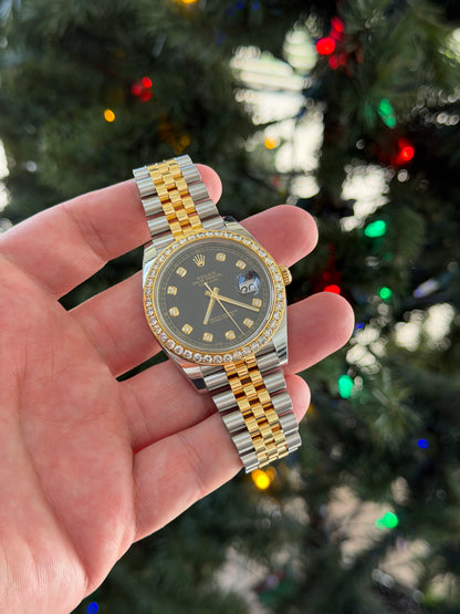 Rolex 126303 Datejust 41 Two Tone Black Diamond Dial and Bezel w/ 2021 Card