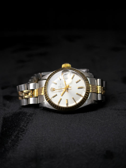Rolex Date 26mm Silver Dial Two Tone Ladies Watch