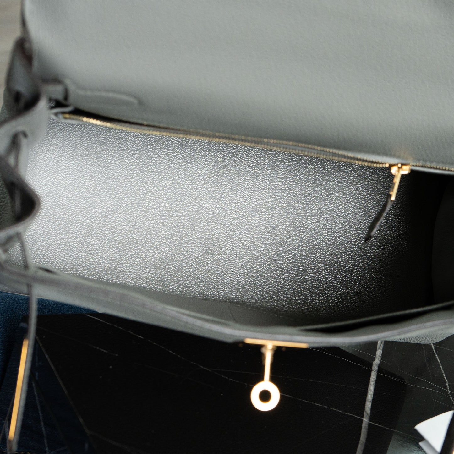 Hermes Kelly 28 Grey Togo Handbag With Entrupy Certification