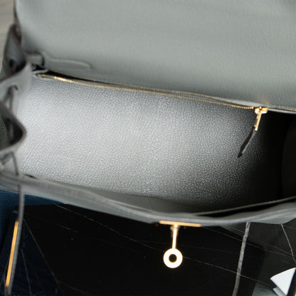 Hermes Kelly 28 Grey Togo Handbag With Entrupy Certification