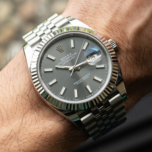 Rolex Datejust 41 Rhodium Stick Dial with Card 126334