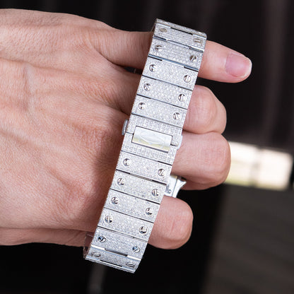 Cartier Santos Stainless Steel Bustdown Diamond Watch