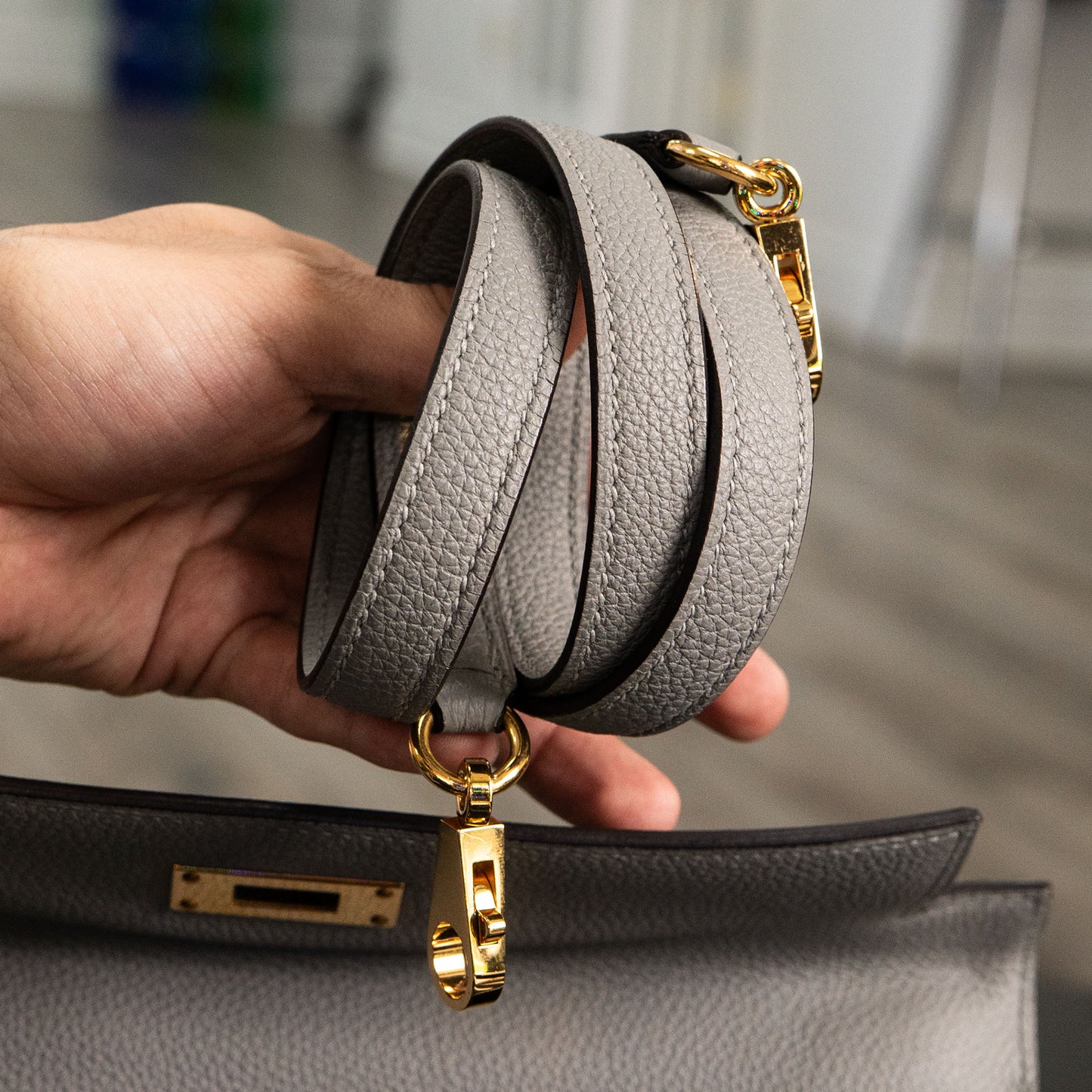 Hermes Kelly 28 Grey Togo Handbag With Entrupy Certification