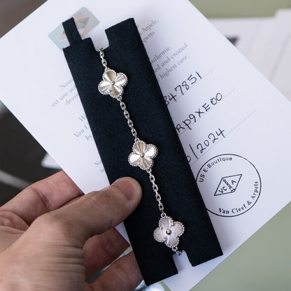 Van Cleef & Arpels Vintage Alhambra 5 Motifs White Gold Bracelet