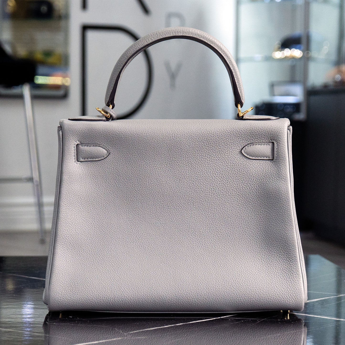 Hermes Kelly 28 Grey Togo Handbag With Entrupy Certification
