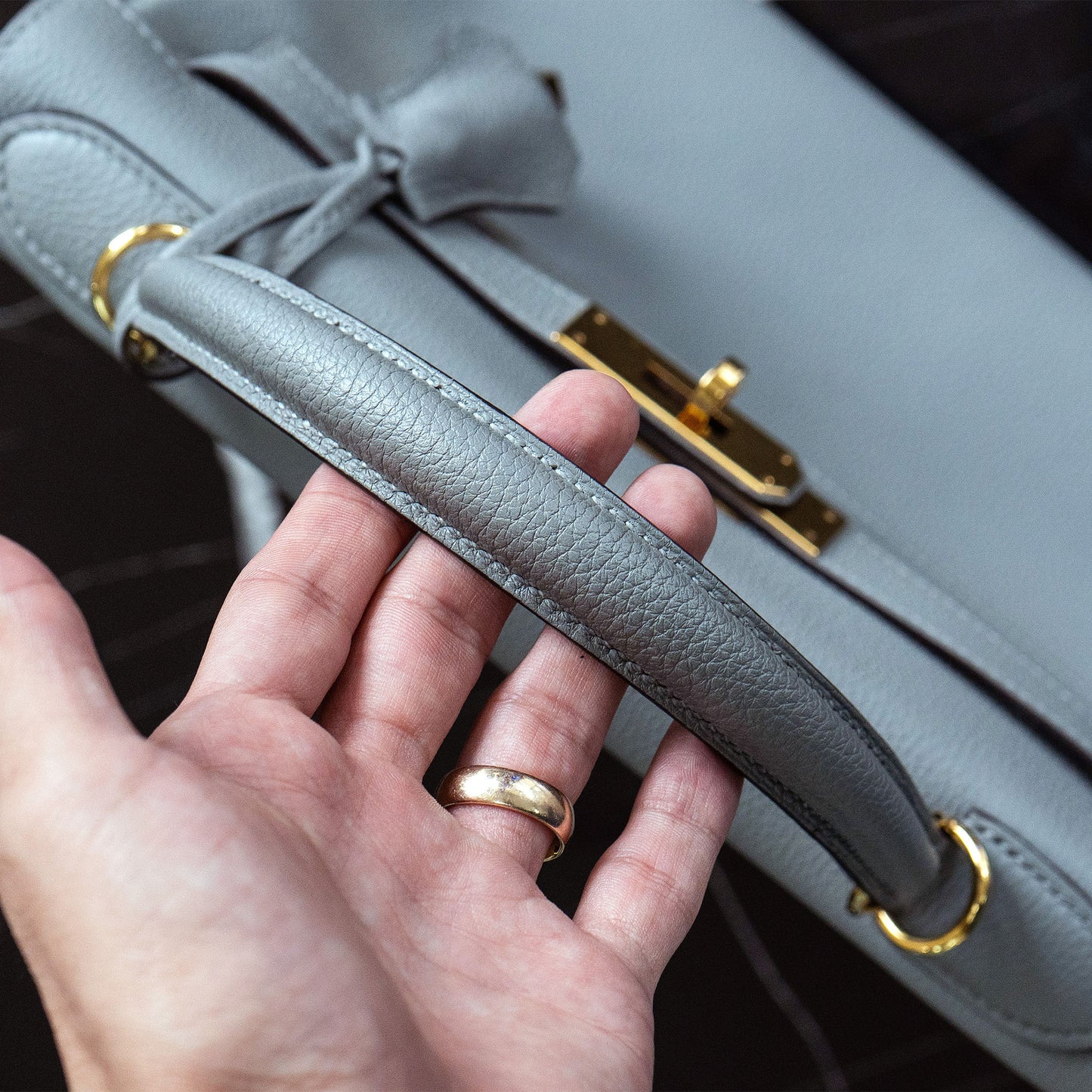 Hermes Kelly 28 Grey Togo Handbag With Entrupy Certification