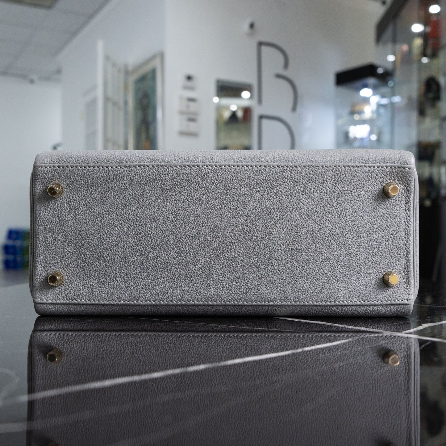 Hermes Kelly 28 Grey Togo Handbag With Entrupy Certification