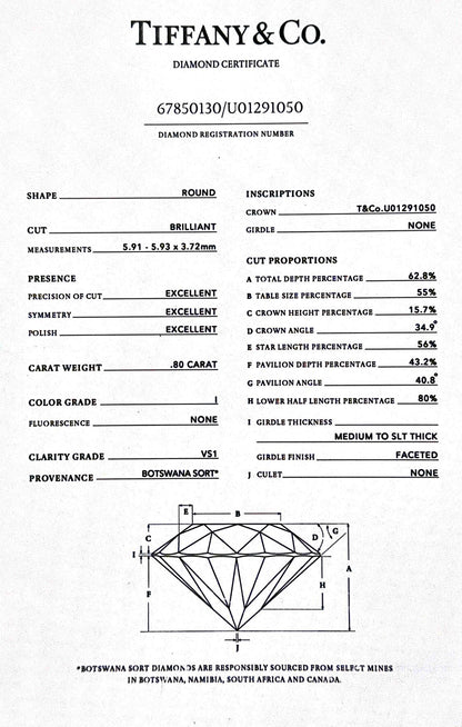 Tiffany & Co. 1.60ct Round Cut Diamond Studs