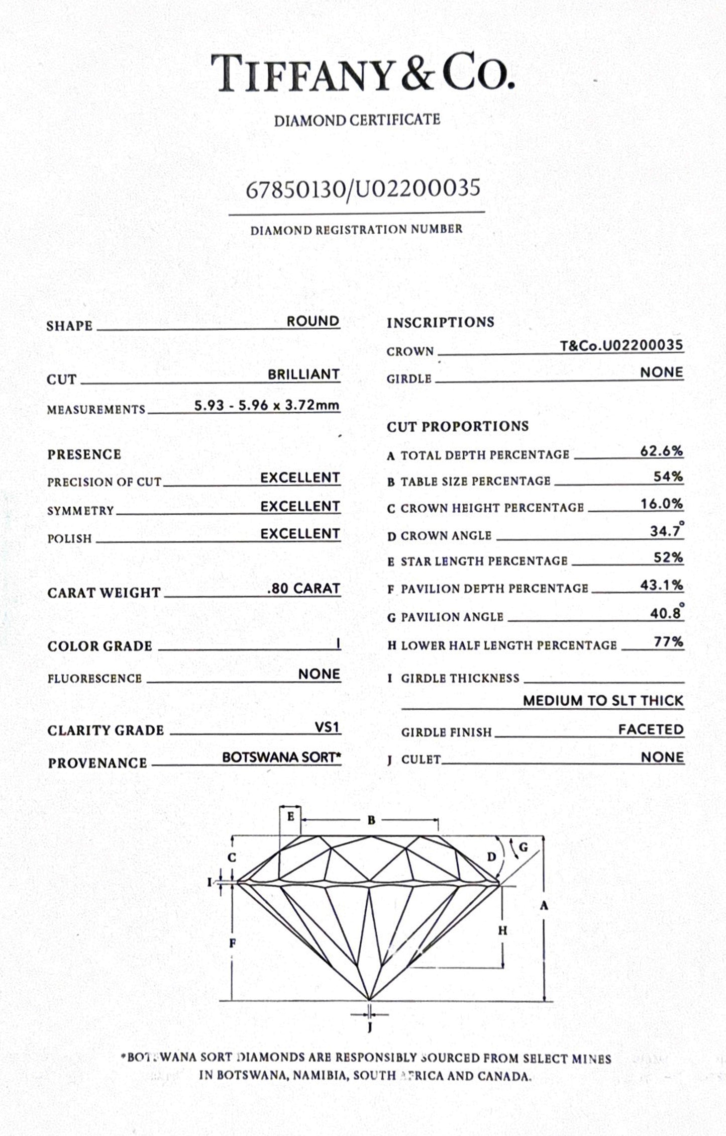 Tiffany & Co. 1.60ct Round Cut Diamond Studs