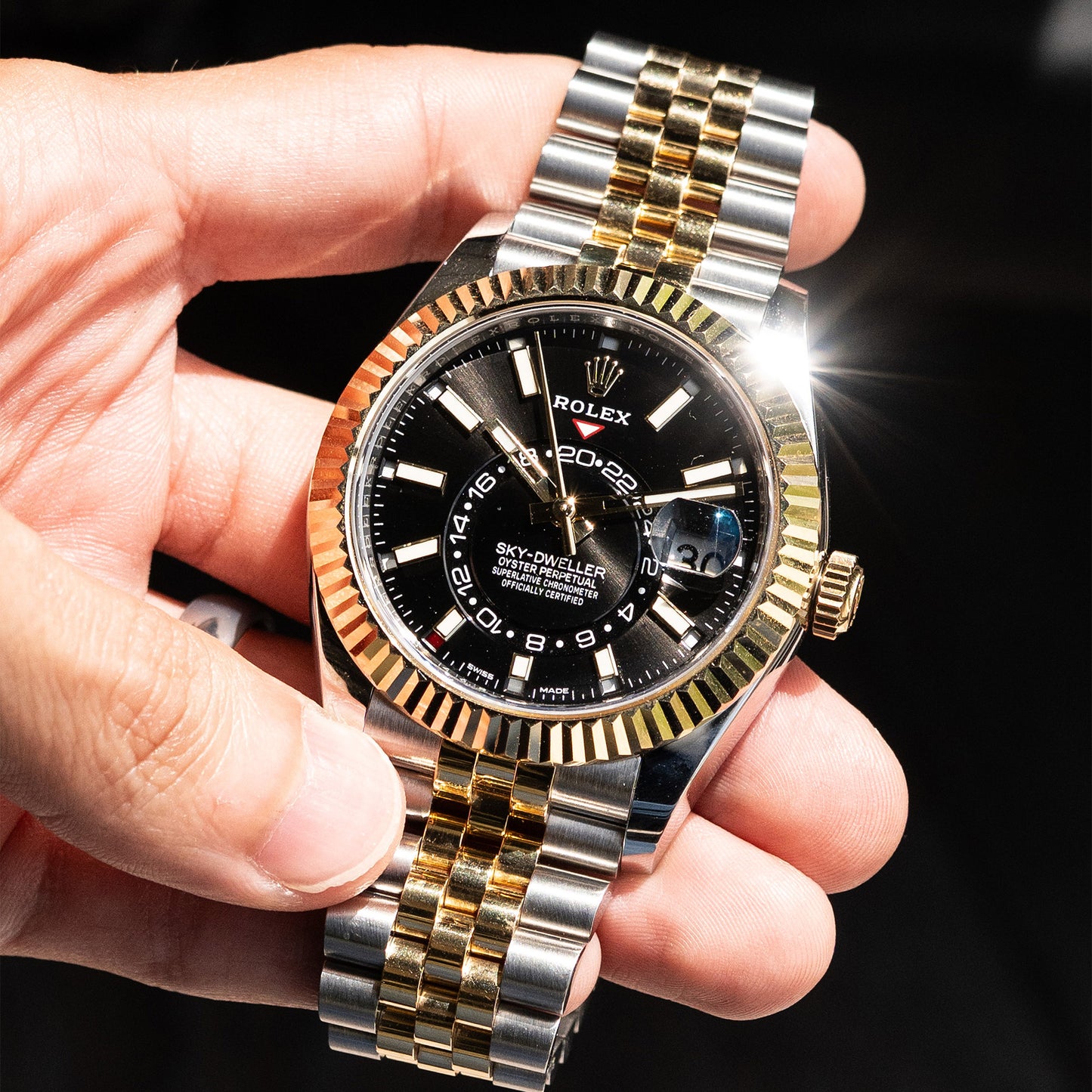 Rolex 326933 Sky-Dweller Black Dial Two Tone Watch