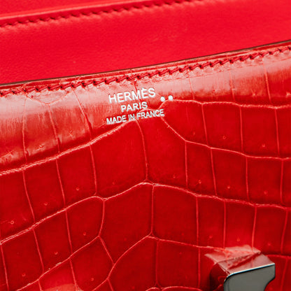 HERMES Red Shiny Niloticus Crocodile Constance  25 Rouge Casaque
