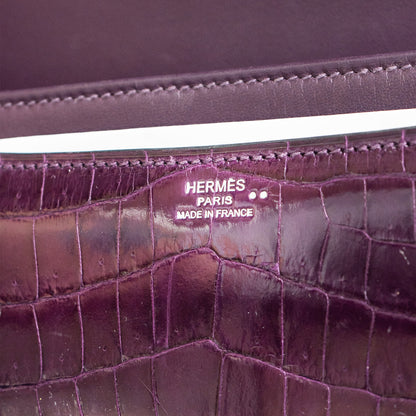 Hermes Amethyst Shiny Niloticus Crocodile Constance Handbag