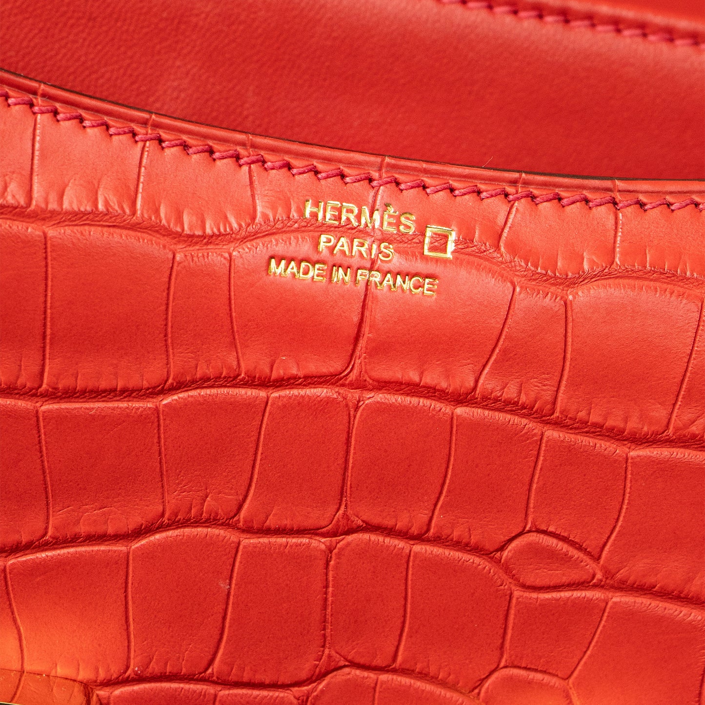 HERMES Red Matte Alligator Constance 18 Rouge Indien Handbag