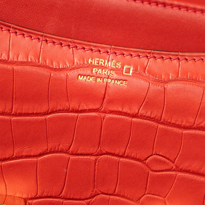 HERMES Red Matte Alligator Constance 18 Rouge Indien Handbag