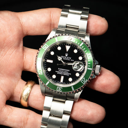 Pre-Owned 16610LV Submariner "Kermit" Stainless Steel Watch