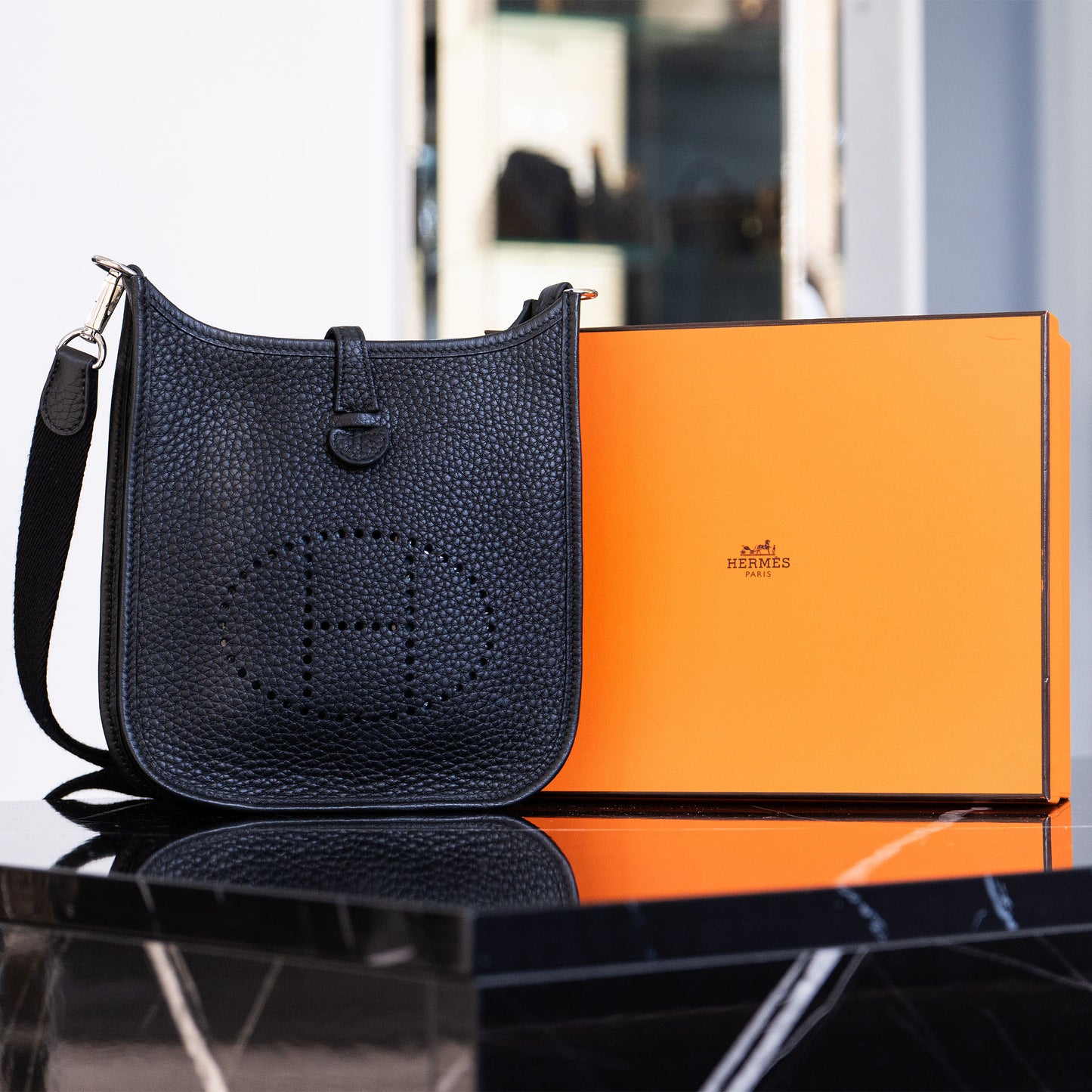 Authentic Hermes Evelyne 16 Black with Box, Dustbag, and Receipt