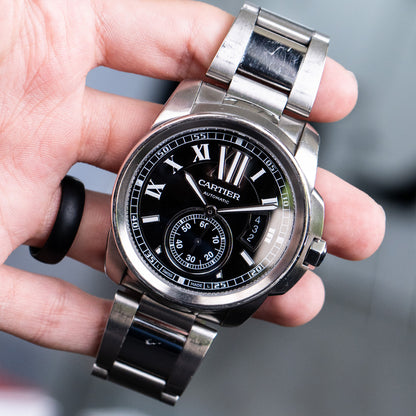 Cartier Calibre de Cartier Black Dial Stainless Steel Watch