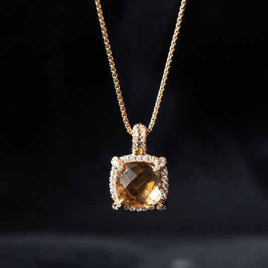 David Yurman 18k Yellow Gold Albion Citrine Diamond Pendant