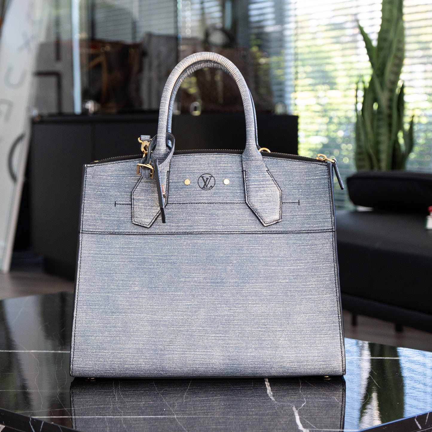 Louis Vuitton Denim Epi Leather City Steamer MM Bag