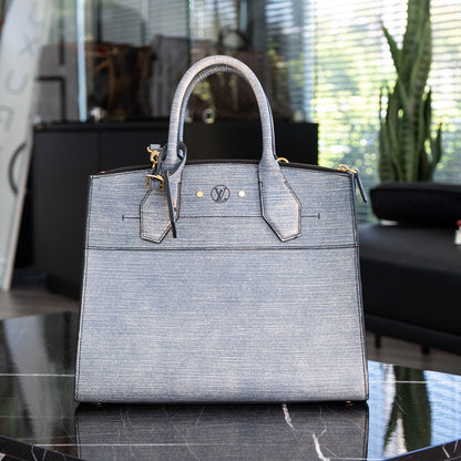 Louis Vuitton Denim Epi Leather City Steamer MM Bag