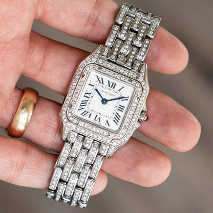 Cartier Panthere Diamond Bustdown Ladies Stainless Steel Watch