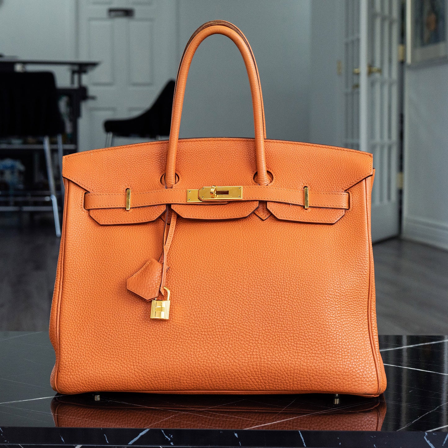 Hermes Birkin 35 Orange Togo Gold Hardware