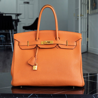 Hermes Birkin 35 Orange Togo Gold Hardware