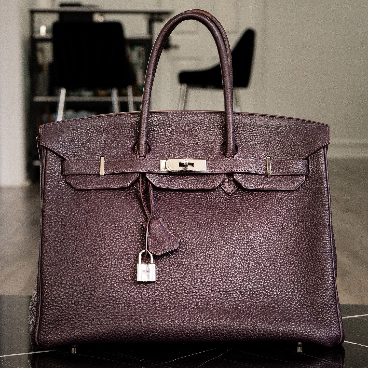 Hermès Birkin 35 Togo Aubergine Purple Handbag