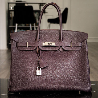 Hermès Birkin 35 Togo Aubergine Purple Handbag