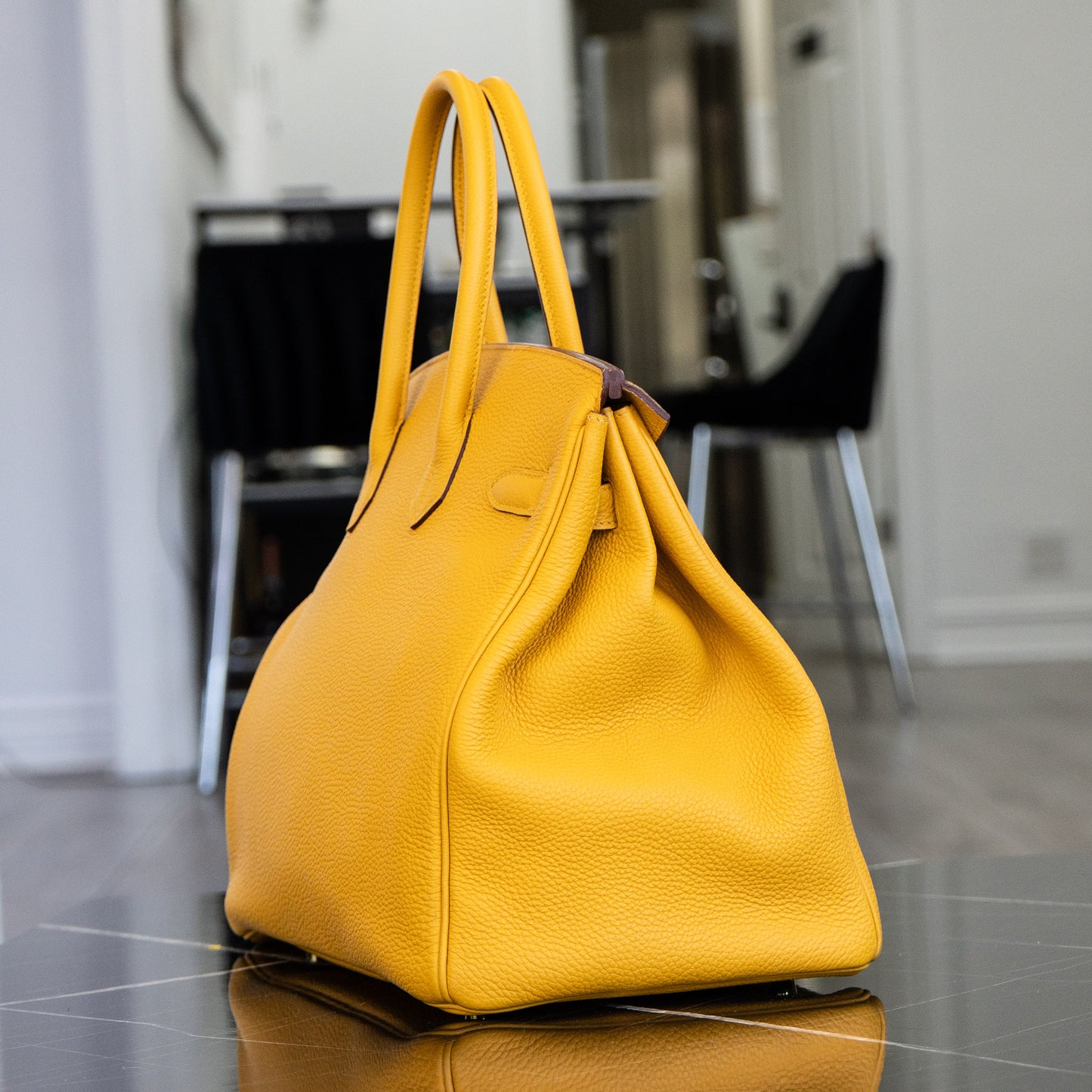 Hermes Birkin 35 Yellow Jaune Ambre Togo Handbag