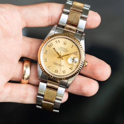 Rolex 16233 Datejust Champagne Dial Arabic Dial Two Tone Watch